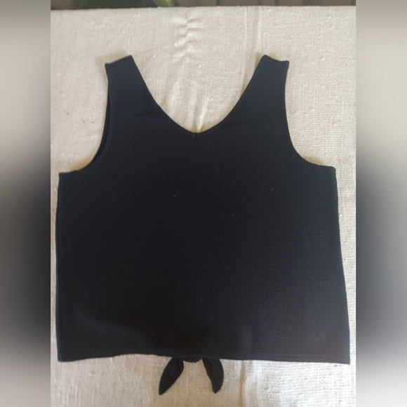 Madewell Black Sleeveless Crop Tie Front Tank Top - Picture 3 of 6